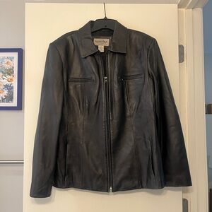 Vintage Sonoma Black Lambskin Zip Up Leather Jacket, motorcycle, outdoor sz L